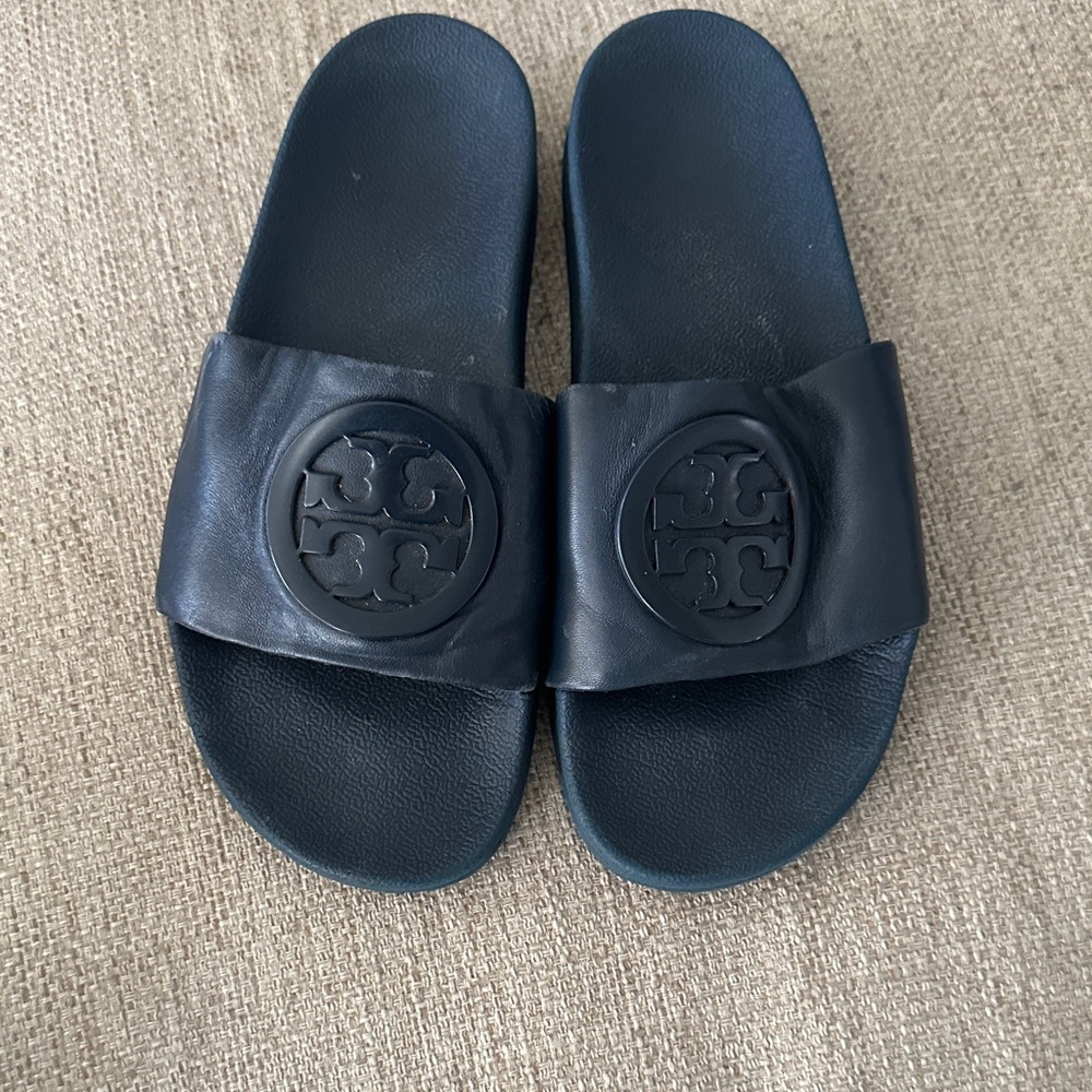 Tory Burch Navy Slide Sandals